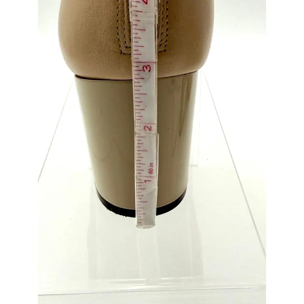 Calvin Klein Lorah Ankle Boots Cream Leather Size 8 Clear Block Heel
